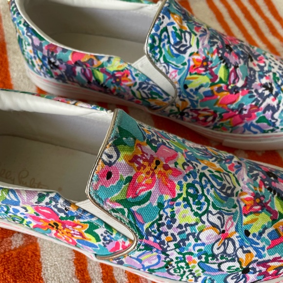 Lilly Pulitzer Julie Sneaker Amalfi Blue Alligator Isle - Picture 4 of 12